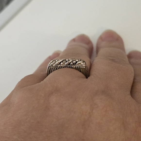 Designer Signed PD Sterling Silver Tall Flat Stacking Ring, Size 8, 2.7g - Picture 5 of 9